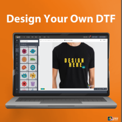 Custom DTF Transfer Sheet for Dark Fabrics – Design Online DTF with T-Shirt Preview – A4, A3, Label & Logo Sizes