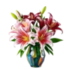 A Bouquet Of Lilies Made From Glass In Various Shades #1044 | Free PNG Download