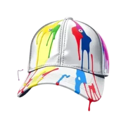 Baseball Cap With Colorful Paint Drip Effect And #1637 | Free PNG Download