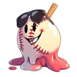 Cartoon Baseball Melting Like Ice Cream With Sunglasses No #8434 | Free PNG Download