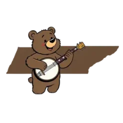 Cartoon Bear Playing Banjo Inside Tennessee Map #3309 | Free PNG Download