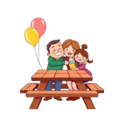 Cartoon Family Group Hugging With Picnic Table And #4559 | Free PNG Download