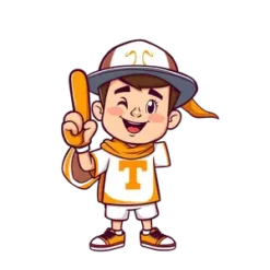 Cartoon Tennessee Vols Fan Holding Flag And Foam Finger No #4219 | Free PNG Download