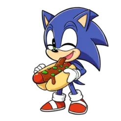Chibi Sonic Eating Chili Dog With Happy Face No #8000 | Free PNG Download