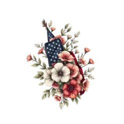 Floral American Flag Design Soft And Rustic Theme #8374 | Free PNG Download