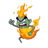 Funny Anger Character Bursting In Flames Cartoon Style No #4737 | Free PNG Download