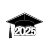Graduation Cap On Number 2025 Black And White Modern Design #9569 | Free PNG Download