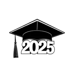 Graduation Cap On Number 2025 Black And White Modern Design #9569 | Free PNG Download
