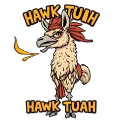 Hawk Tuah Slogan With Spitting Llama In Cartoon Style No #8467 | Free PNG Download