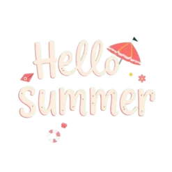 Hello Summer Text With Cute Summer Icons Fun And Sunny Look #7176 | Free PNG Download