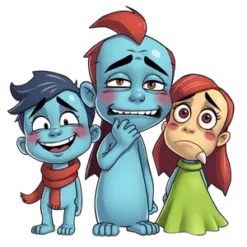 Joy Sadness Anger Fear And Disgust Posing Together With #5968 | Free PNG Download