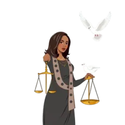 Kamala Harris With Justice Scale And Dove Illustration No #7454 | Free PNG Download