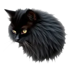 Long Fluffy Black Cat Fur #2060 | Free PNG Download