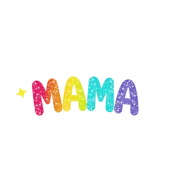 Mama Rainbow Glitter Filled Text With Clouds And Stars #9638 | Free PNG Download