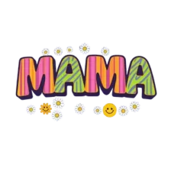 Mama Retro 70s Font Filled With Colorful Stripes Daisies And #7074 | Free PNG Download