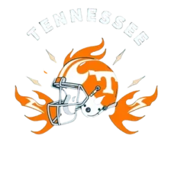 Orange And White Tennessee Helmet With Flames And Power #7587 | Free PNG Download