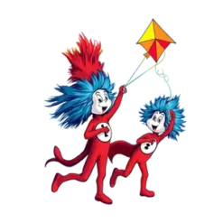Thing 1 And Thing 2 Playing With Kites In Colorful Swirl #5356 | Free PNG Download