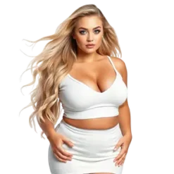 A Blonde Curvy Chubby Female Model With Long Flowing Hair #4833 | Free PNG Download