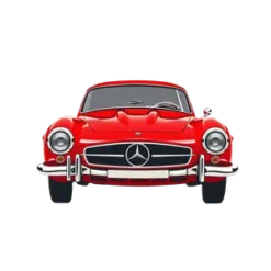 A Vintage Illustration Of A Red Retro Mercedes Benz Car | Free PNG Download