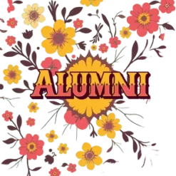 Alumni With Retro 70s Typography Boho Floral Background #1 #4230 | Free PNG Download