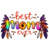 Best Mom Ever Rainbow Colored Boho Font With Feathers Beads #9449 | Free PNG Download
