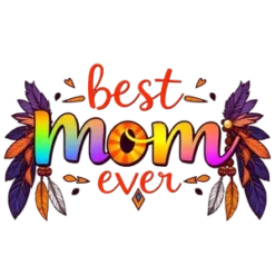 Best Mom Ever Rainbow Colored Boho Font With Feathers Beads #9449 | Free PNG Download