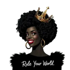 Black Boss Lady Afro Queen With Crown Tilted Playfully And #8151 | Free PNG Download
