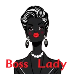 Black Boss Lady Fashionable With Red Lipstick Earrings And #5454 | Free PNG Download