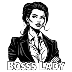 Black Boss Lady High Contrast Art Strong Pose Black Bold #5049 | Free PNG Download