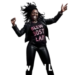 Black Boss Lady Joyful Dance Pose With Glitter Background #5107 | Free PNG Download