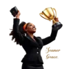 Black Boss Lady Lifting A Golden Trophy Victorious Pose #5510 | Free PNG Download