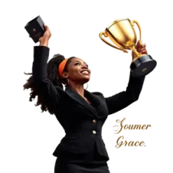 Black Boss Lady Lifting A Golden Trophy Victorious Pose #5510 | Free PNG Download