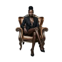 Black Boss Lady Realistic Woman Sitting On A Luxury Chair #6557 | Free PNG Download