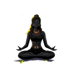 Black Boss Lady Sitting Cross Legged Meditating Glowing Aura #2569 | Free PNG Download