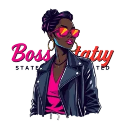 Black Boss Lady Urban Chic Style Leather Jacket Hoop #4853 | Free PNG Download
