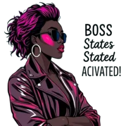 Black Boss Lady Urban Chic Style Leather Jacket Hoop #8614 | Free PNG Download