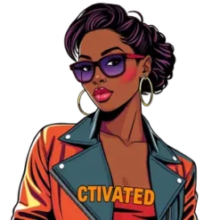 Black Boss Lady Urban Chic Style Leather Jacket Hoop #7358 | Free PNG Download