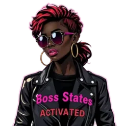 Black Boss Lady Urban Chic Style Leather Jacket Hoop #8890 | Free PNG Download