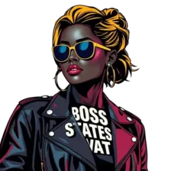 Black Boss Lady Urban Chic Style Leather Jacket Hoop #1718 | Free PNG Download