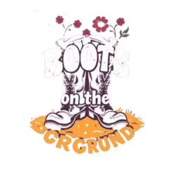 Boots On The Ground With Retro 70s Typography Boho Floral #1 #2210 | Free PNG Download