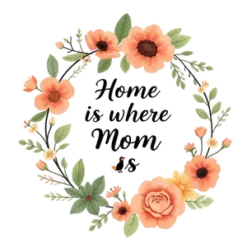 Botanical Floral Circle Design With Home Is Where Mom Is #6772 | Free PNG Download