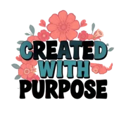 Created With Purpose With Retro 70s Typography Boho Floral #9718 | Free PNG Download