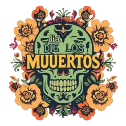 Dia De Los Muertos With Retro 70s Typography Boho Floral #2478 | Free PNG Download