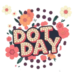 Dot Day With Retro 70s Typography Boho Floral Background #2610 | Free PNG Download