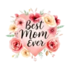 Elegant Watercolor Floral Heart With Best Mom Ever #3257 | Free PNG Download