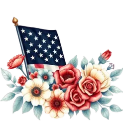 Floral American Flag Design Soft And Rustic Theme #4280 | Free PNG Download