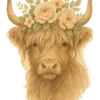 Floral Highland Cow #3825 | Free PNG Download