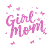Girl Mom Pink Glitter Script With Stars Hearts And Bows #8799 | Free PNG Download