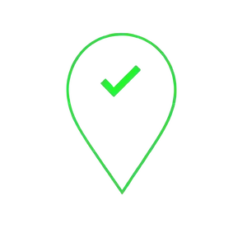 Green Outline Of A Checkmark Inside Of A Geolocation Pin | Free PNG Download