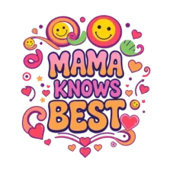 Groovy 70s Typography Saying Mama Knows Best Colorful Swirls #4939 | Free PNG Download